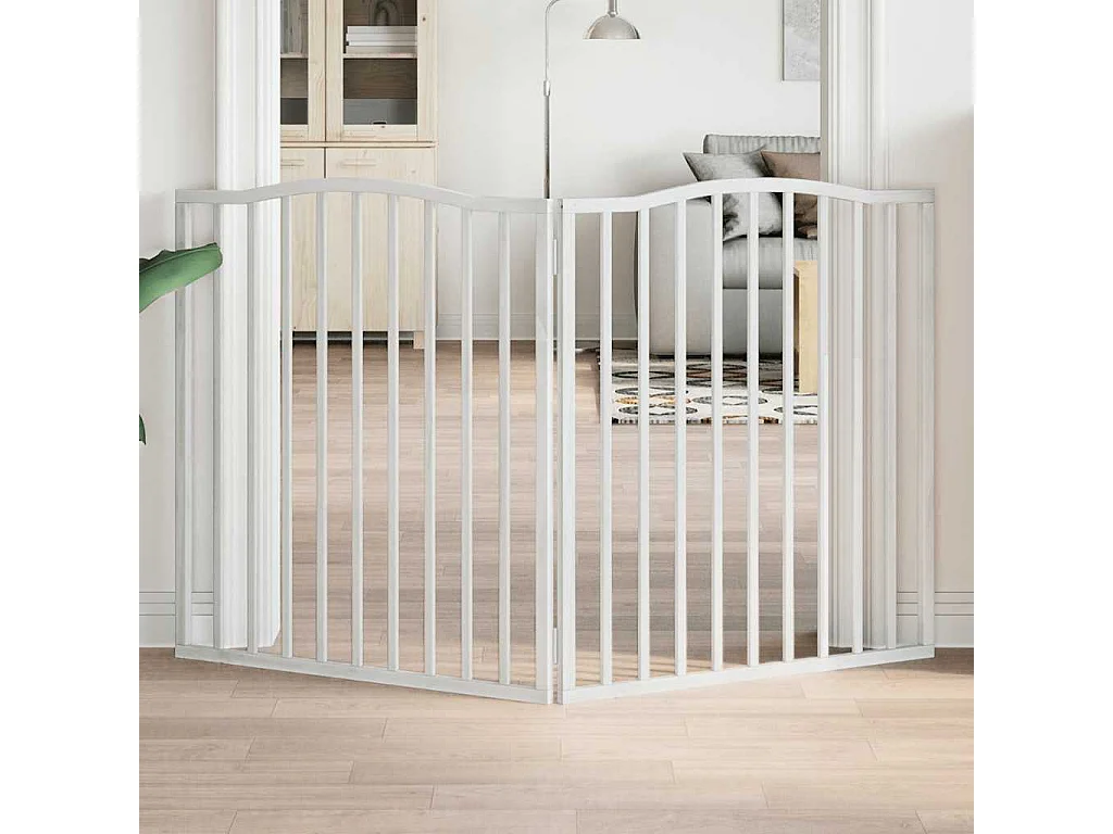 Puerta para perros plegable 2 paneles madera álamo blanca 160cm