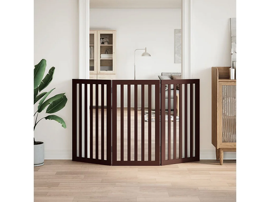 Barrière pour chien pliable 3 panneaux 150 cm bois de peuplier