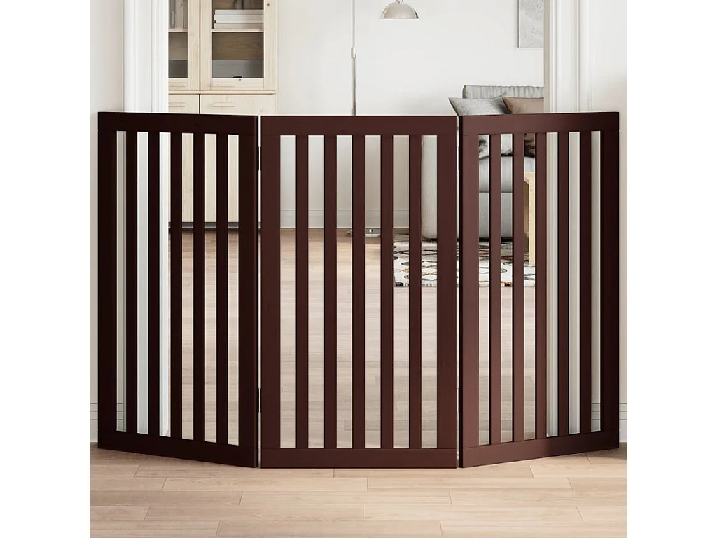 Barrière pour chien pliable 3 panneaux 150 cm bois de peuplier