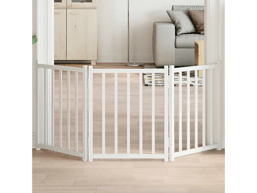 Barrière pour chien pliable 3 panneaux 150 cm bois sapin massif