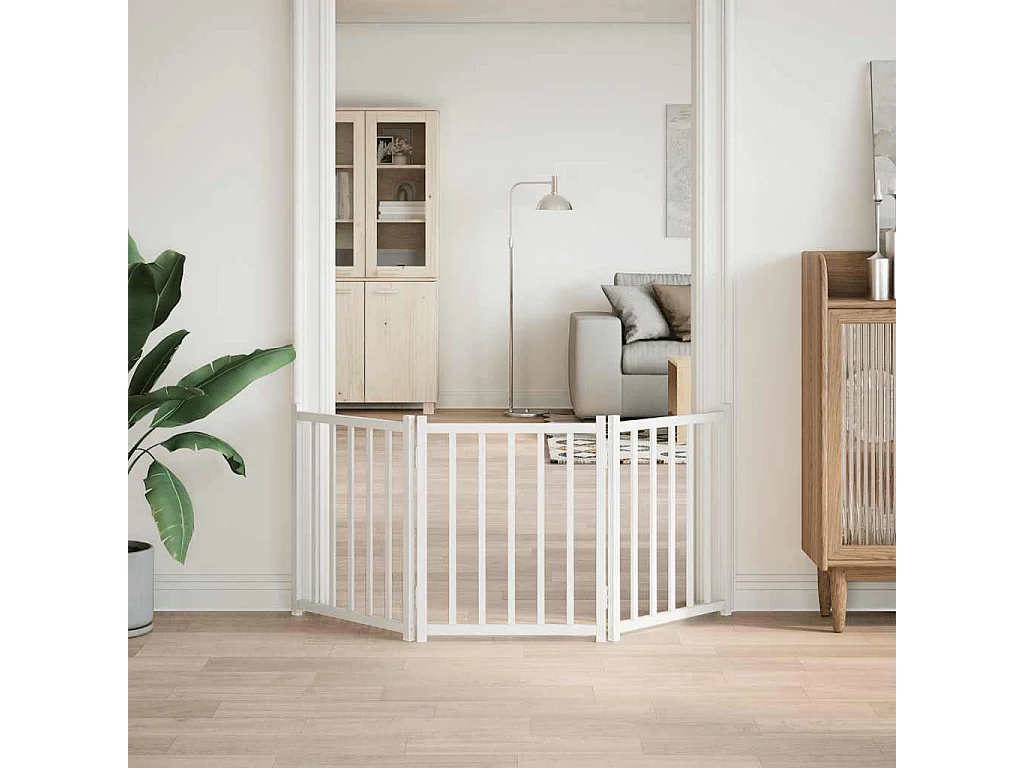 Barrière pour chien pliable 3 panneaux 150 cm bois sapin massif