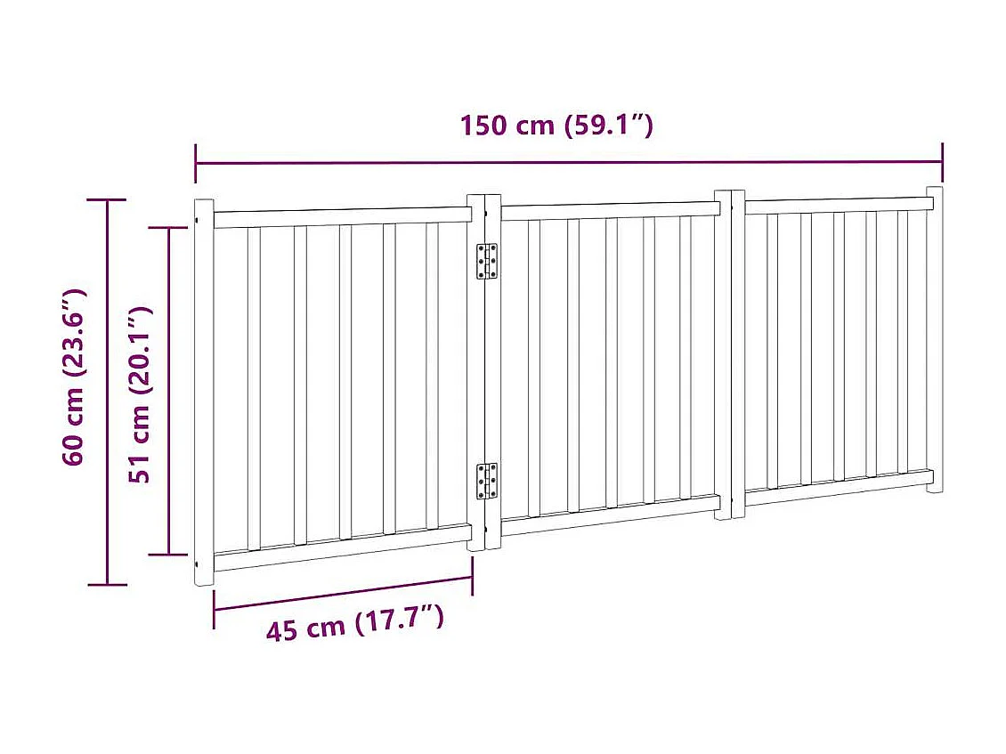 Barrière pour chien pliable 3 panneaux 150 cm bois sapin massif