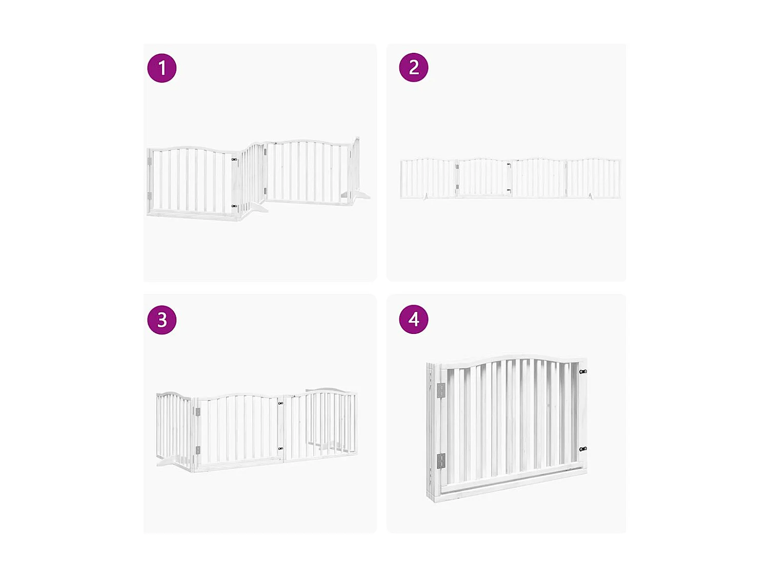 Barrière pour chiens et porte 4 panneaux blanc bois de peuplier