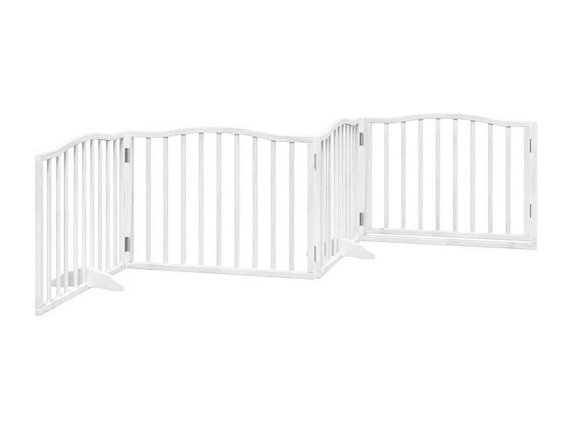 Barrière pour chiens et porte 4 panneaux blanc bois de peuplier