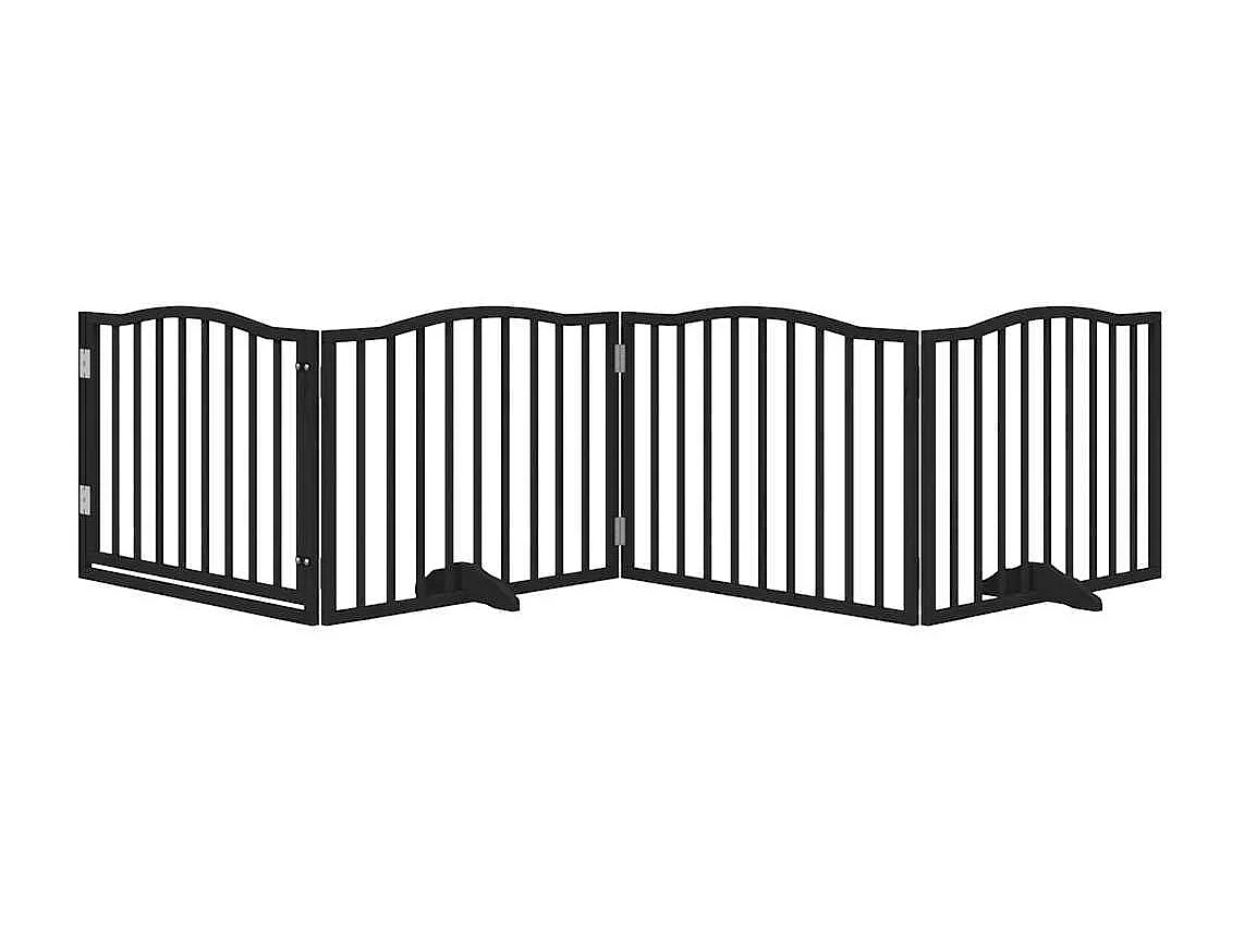 Porte pour chien pliable à 4 panneaux, noire, 320 cm, bois de peuplier