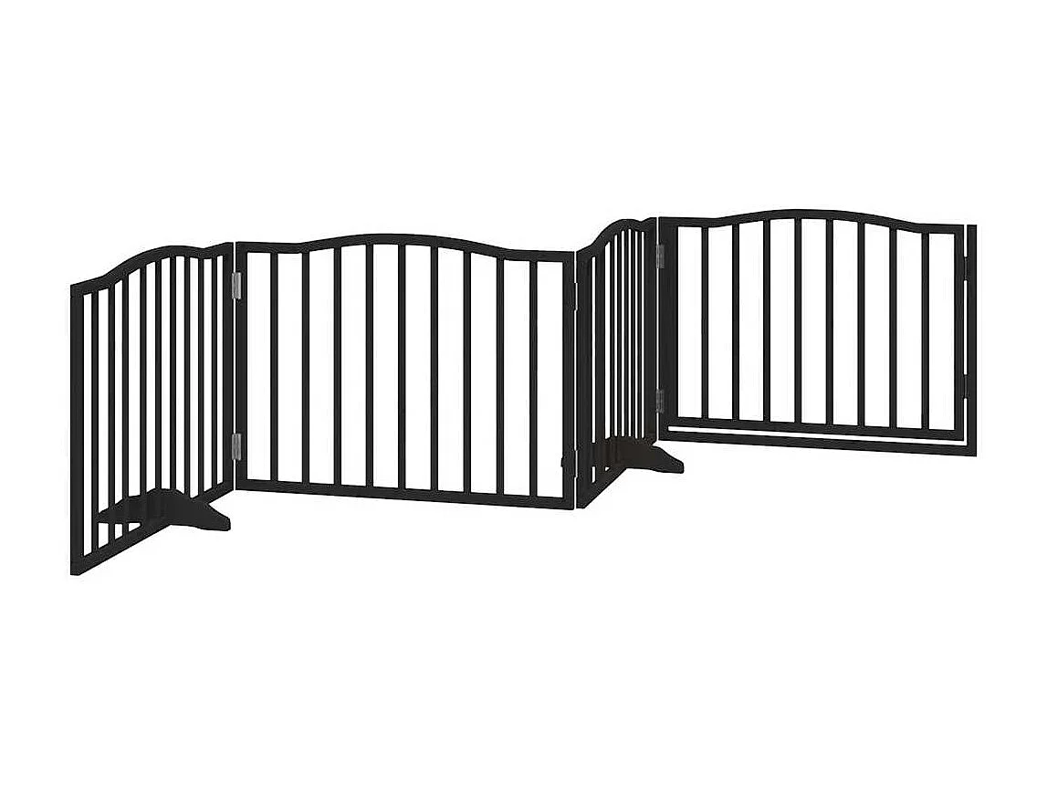 Porte pour chien pliable à 4 panneaux, noire, 320 cm, bois de peuplier