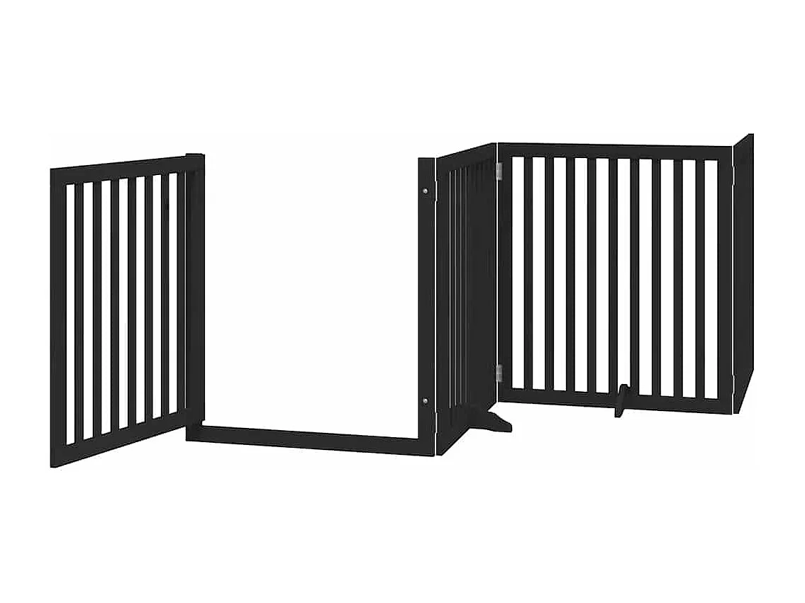 Puerta de perros plegable 12 paneles madera álamo negra 960 cm