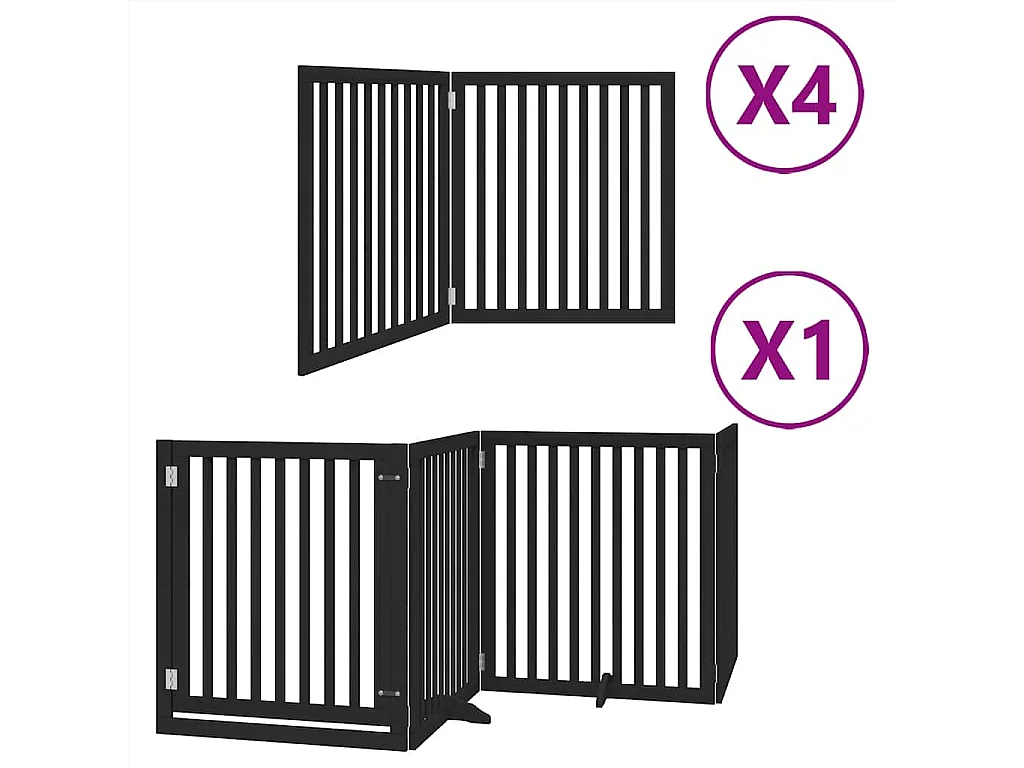 Barrière pour chien porte pliable 12 panneaux noir bois peuplier