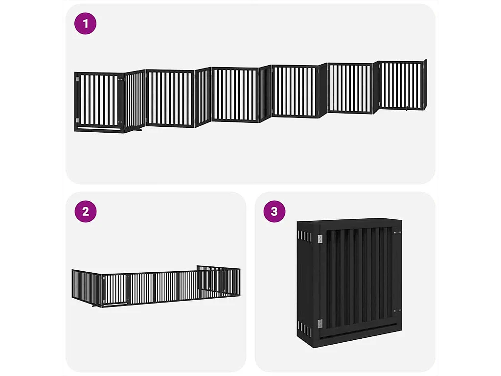 Barrière pour chien porte pliable 12 panneaux noir bois peuplier