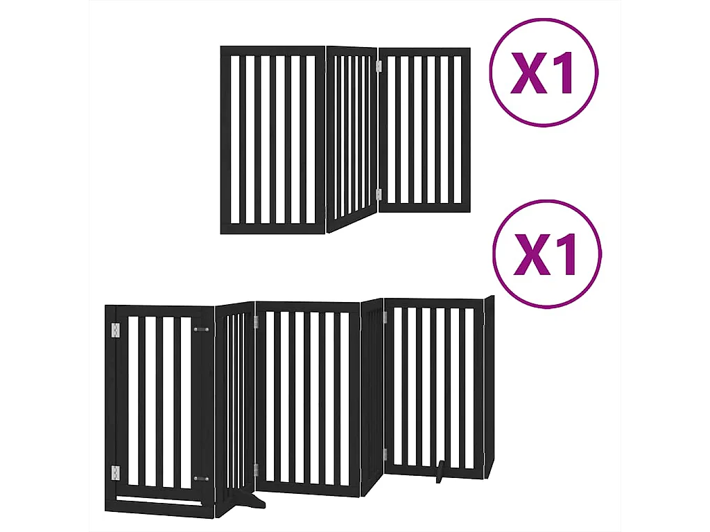 Barrière pour chien porte pliable 9 panneaux noir bois peuplier