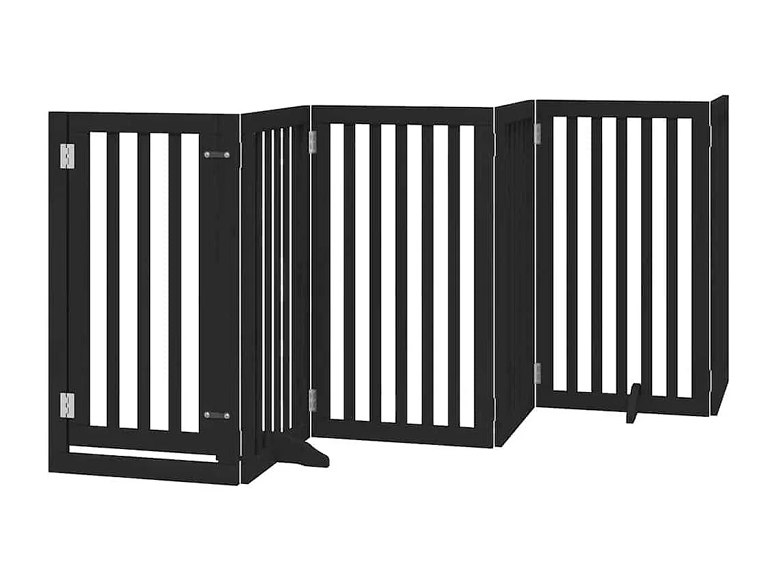 Barrière pour chien porte pliable 9 panneaux noir bois peuplier