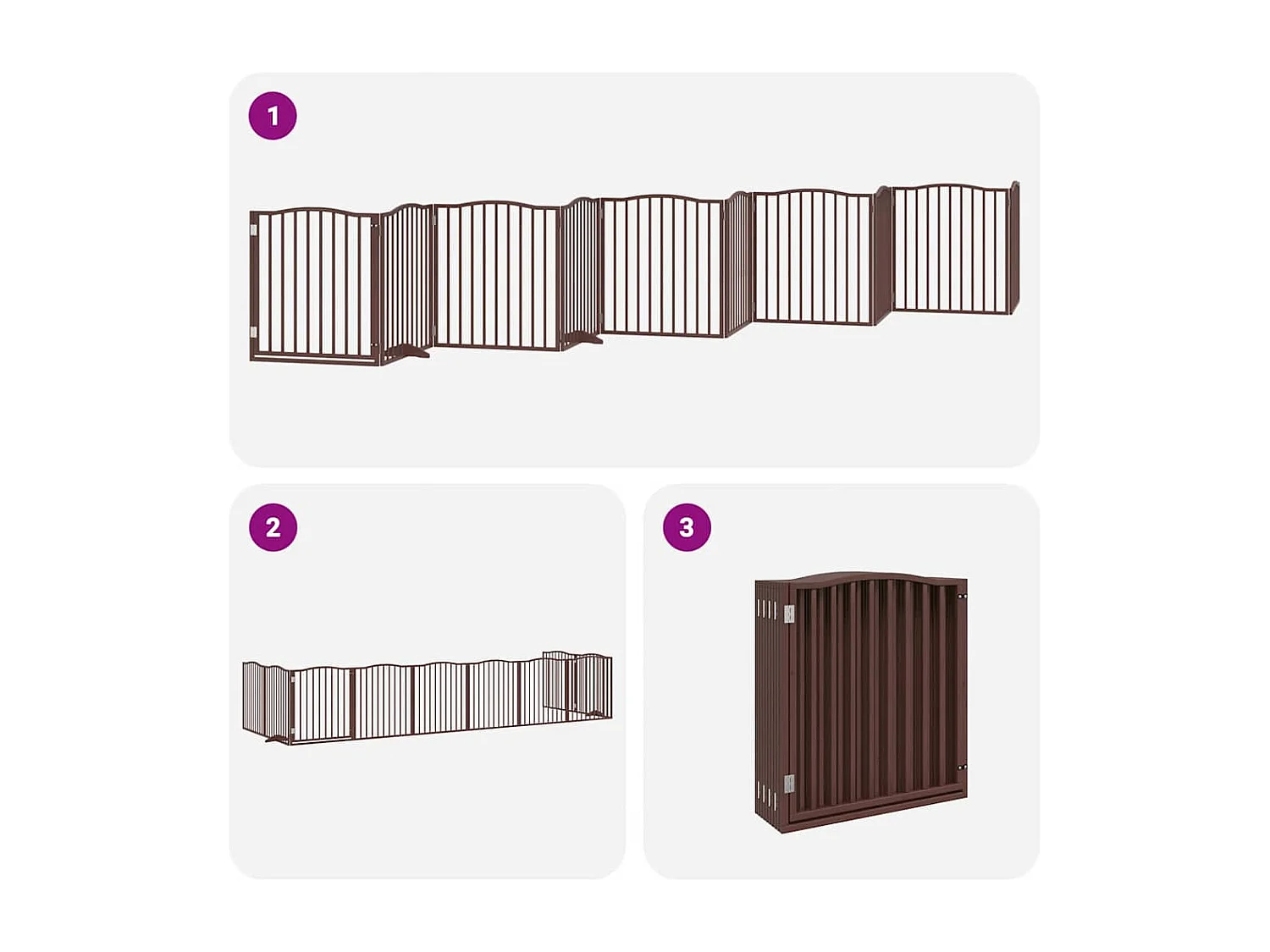 Barrière pour chien porte pliable 10 panneaux bois de peuplier