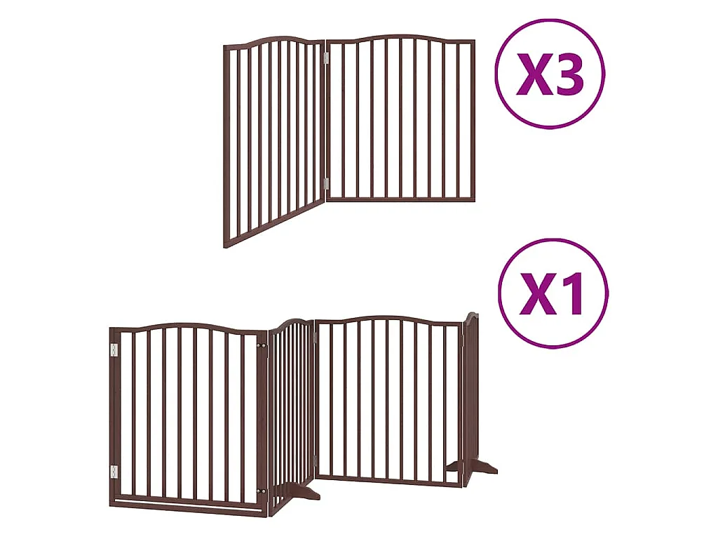 Barrière pour chien porte pliable 10 panneaux bois de peuplier