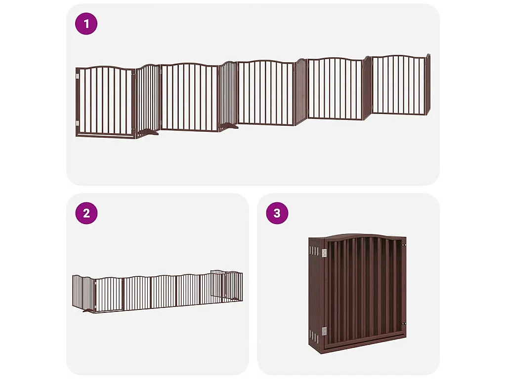 Barrière pour chien porte pliable 10 panneaux bois de peuplier
