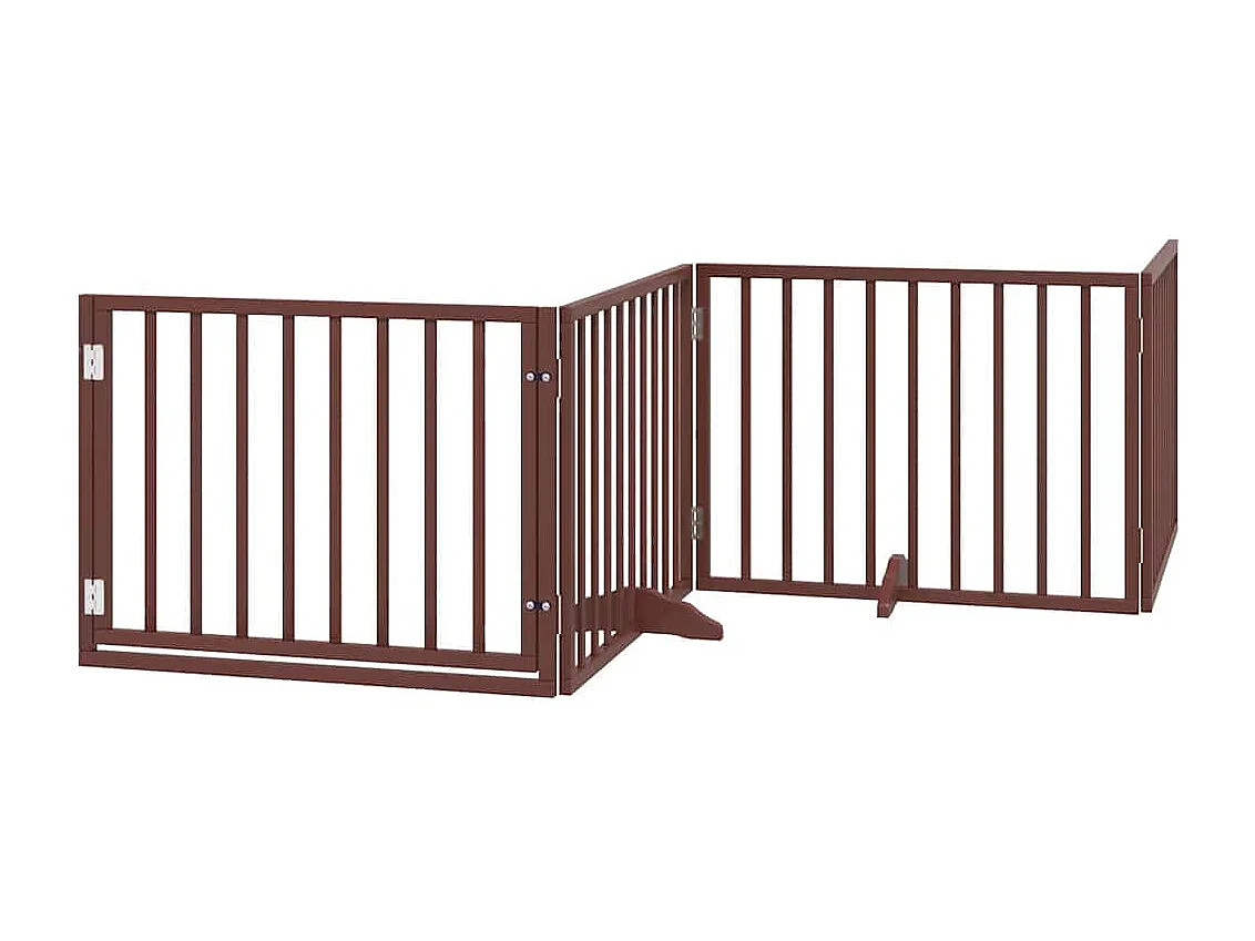 Barrière pour chien avec porte pliable 6 panneaux bois peuplier