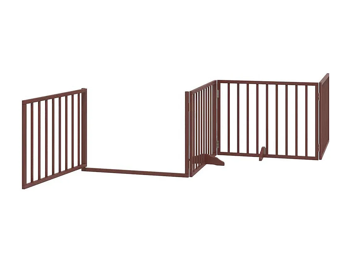 Barrière pour chien avec porte pliable 6 panneaux bois peuplier