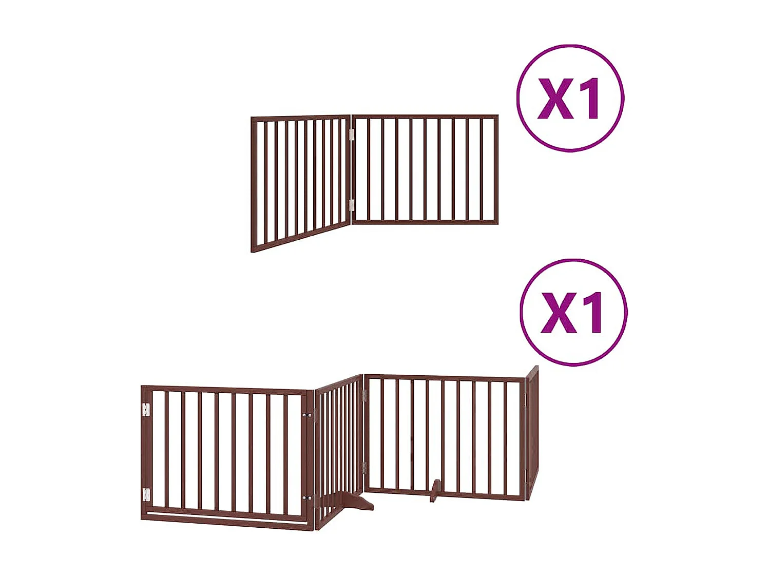 Barrière pour chien avec porte pliable 6 panneaux bois peuplier