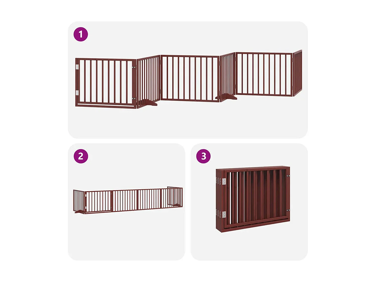 Barrière pour chien avec porte pliable 6 panneaux bois peuplier