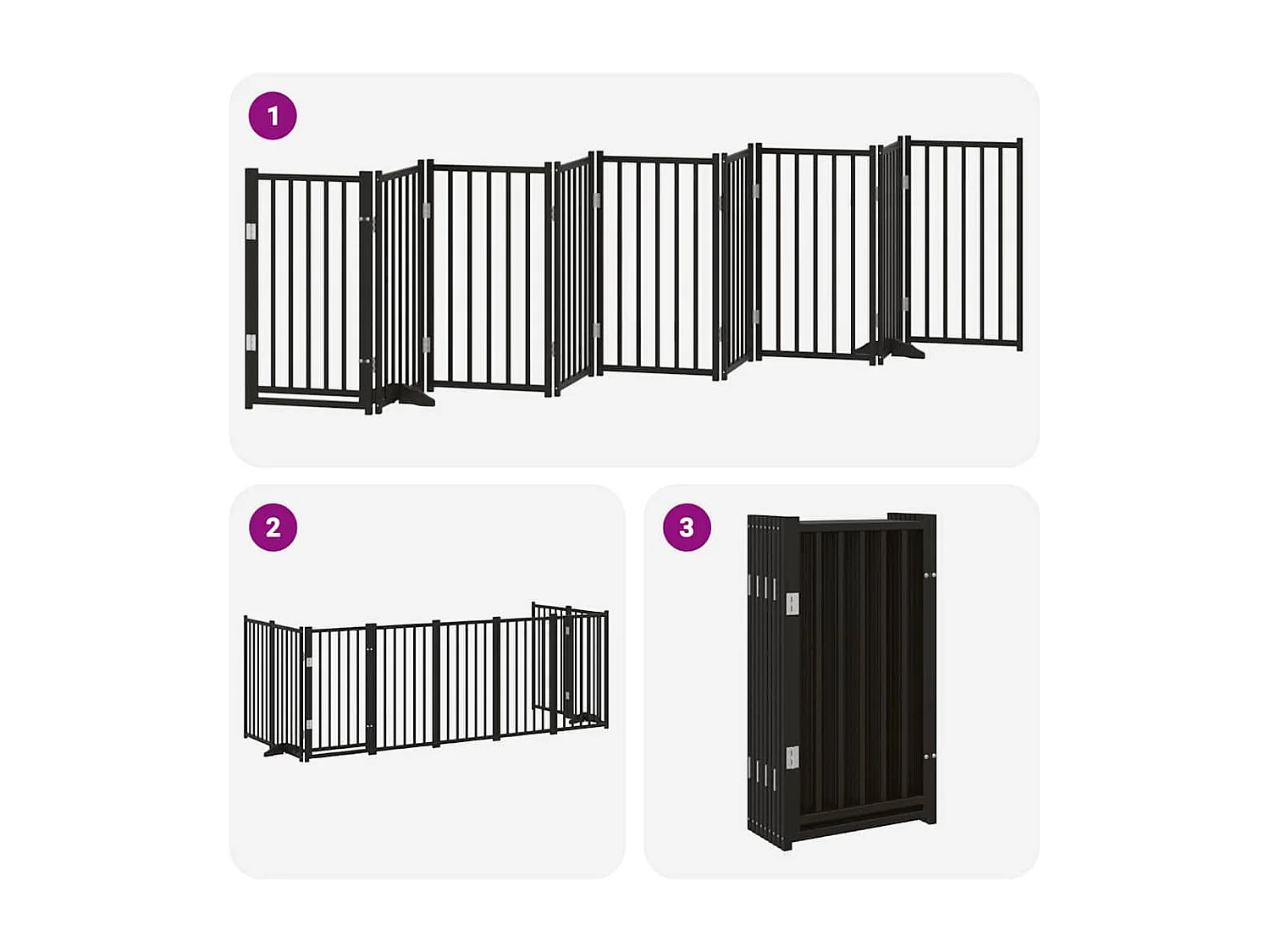 Barrière pour chien porte pliable 9 panneaux noir bois peuplier