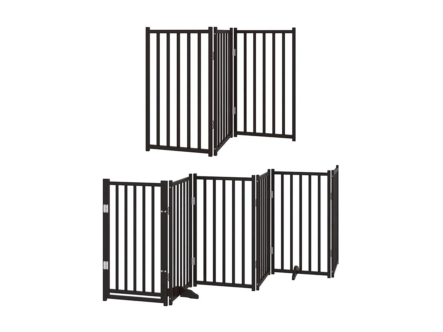 Barrière pour chien porte pliable 9 panneaux noir bois peuplier