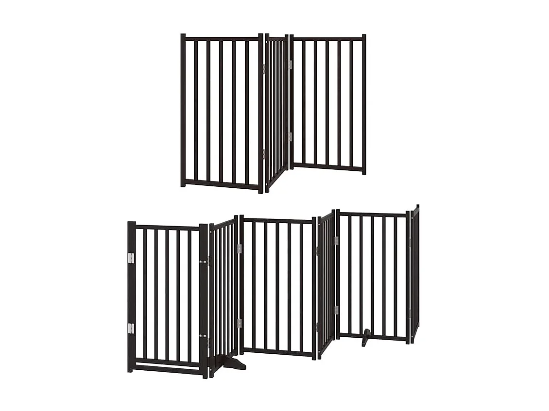 Barrière pour chien porte pliable 9 panneaux noir bois peuplier