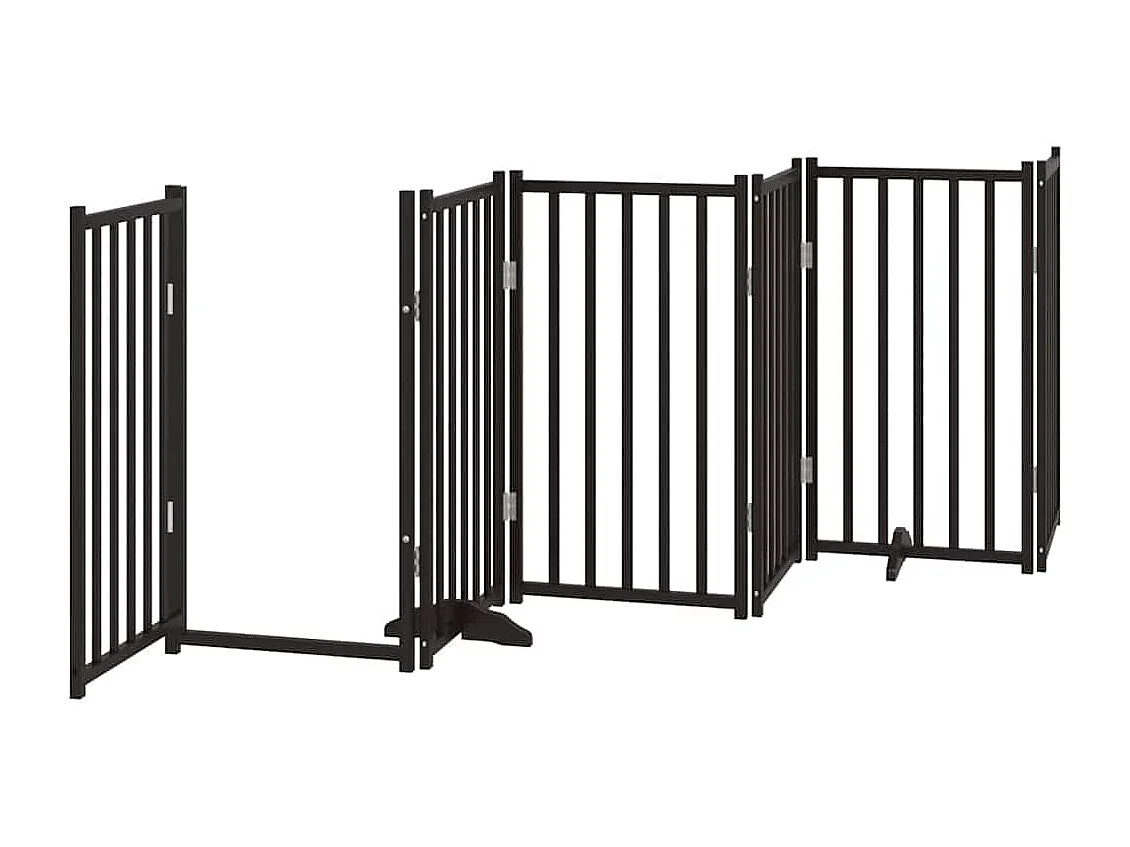 Barrière pour chien porte pliable 9 panneaux noir bois peuplier
