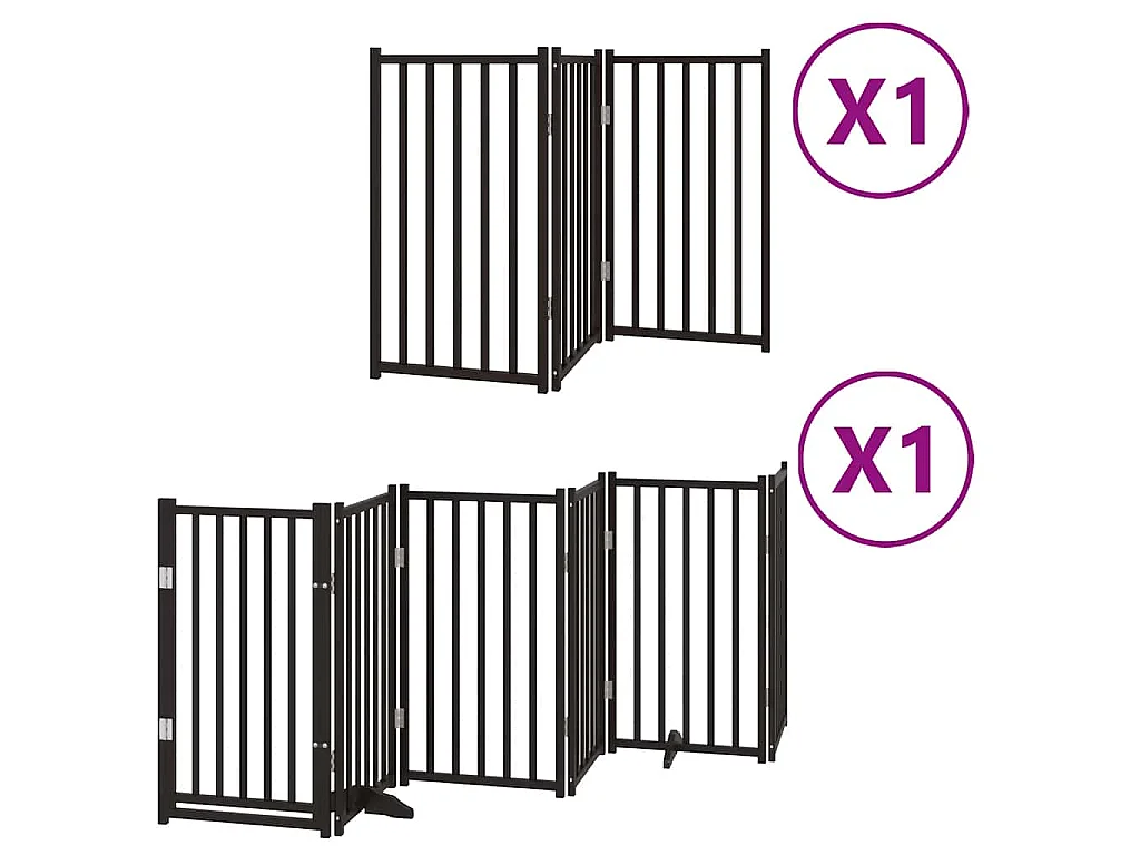 Puerta para perros plegable 9 paneles madera álamo negra 450 cm