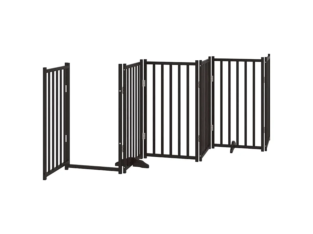 Puerta para perros plegable 9 paneles madera álamo negra 450 cm