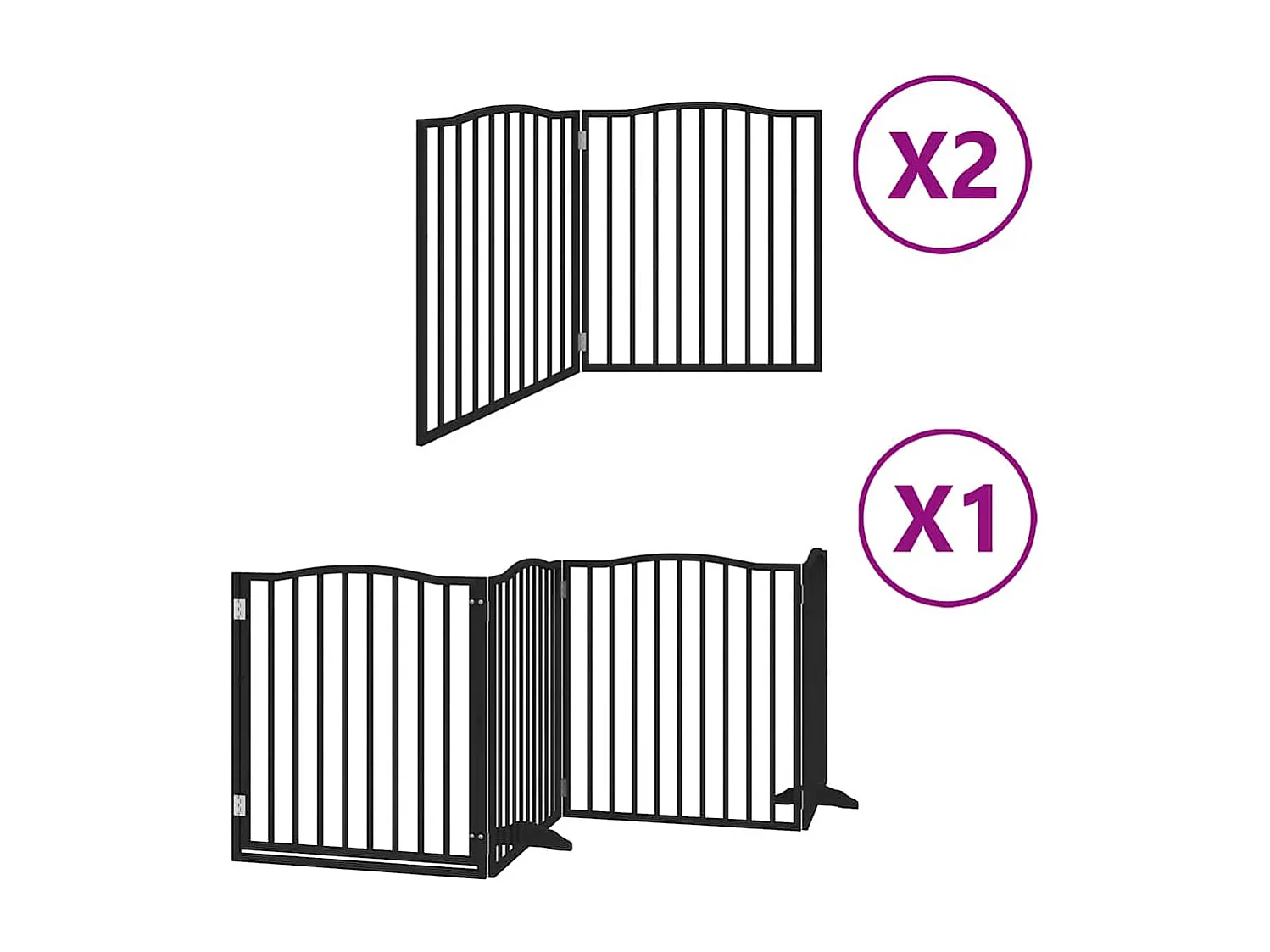 Barrière pour chien porte pliable 8 panneaux noir bois peuplier