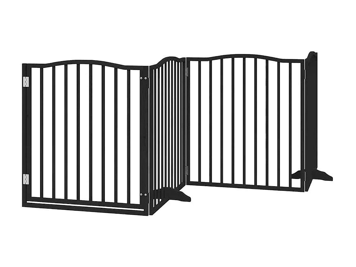 Barrière pour chien porte pliable 8 panneaux noir bois peuplier