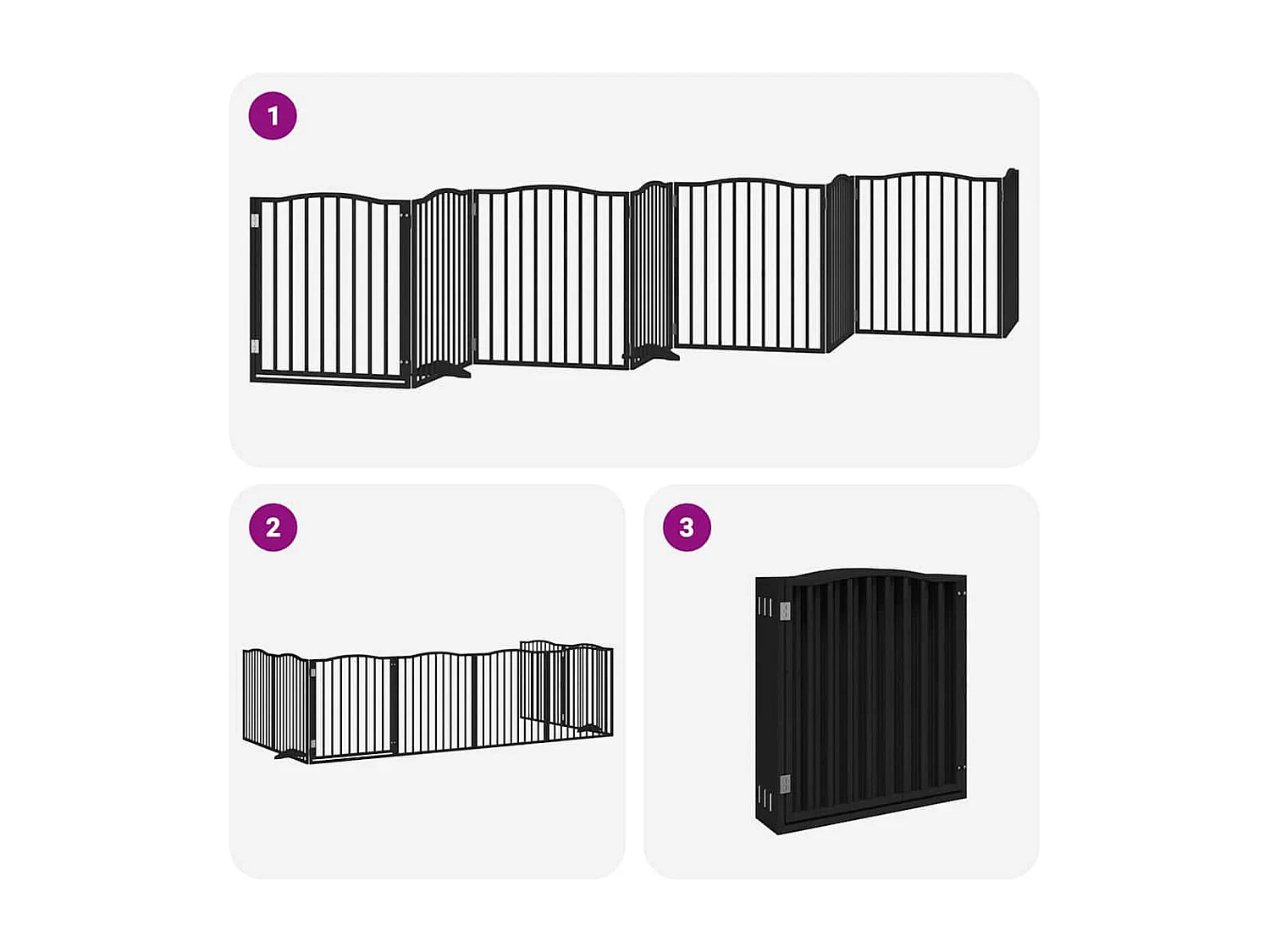 Barrière pour chien porte pliable 8 panneaux noir bois peuplier