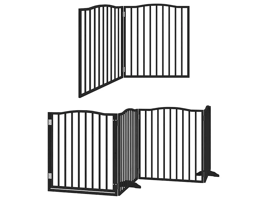 Puerta de perros plegable 8 paneles madera álamo negra 640 cm