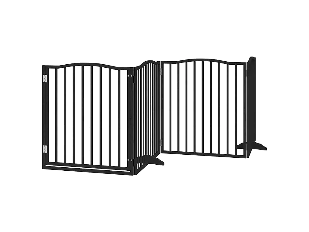 Puerta de perros plegable 8 paneles madera álamo negra 640 cm