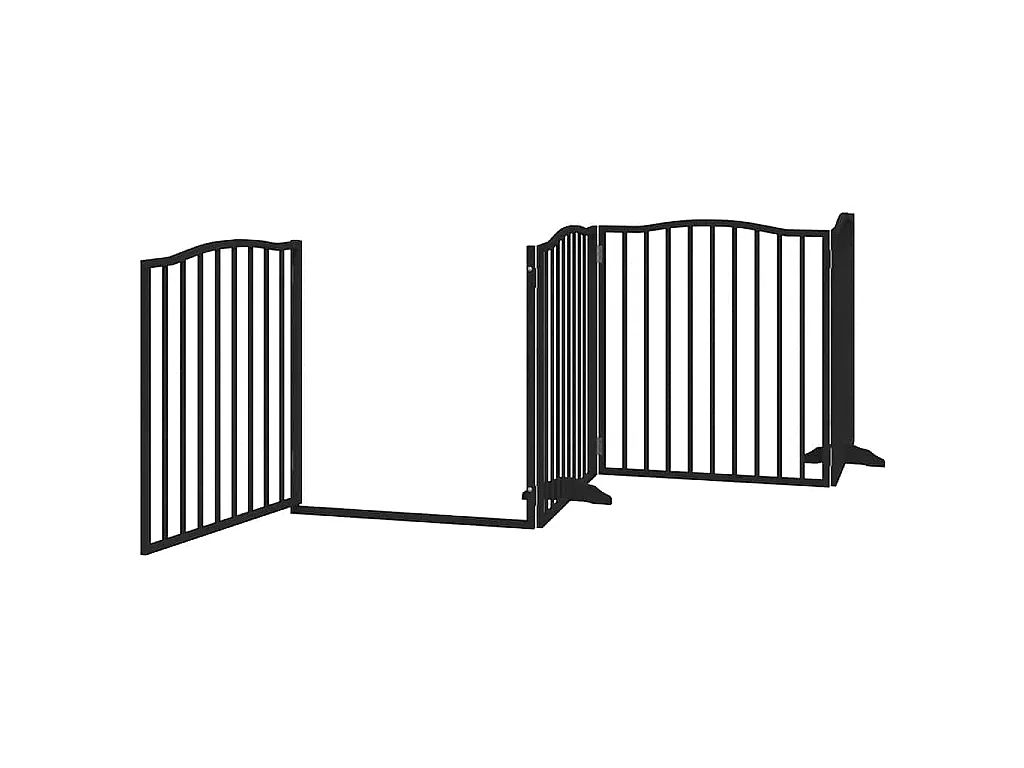 Puerta de perros plegable 8 paneles madera álamo negra 640 cm