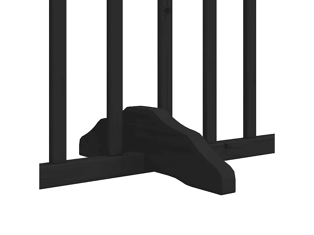 Puerta de perros plegable 8 paneles madera álamo negra 640 cm