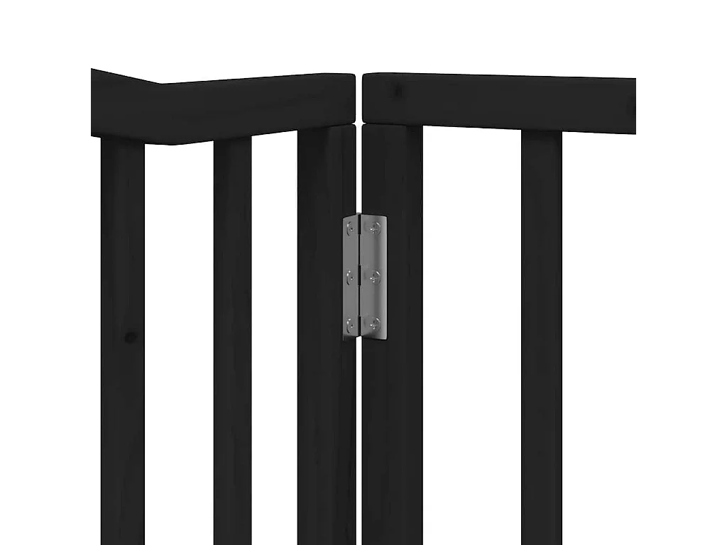 Puerta de perros plegable 8 paneles madera álamo negra 640 cm