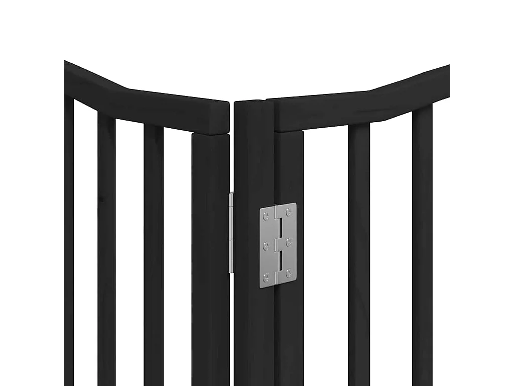 Puerta de perros plegable 8 paneles madera álamo negra 640 cm