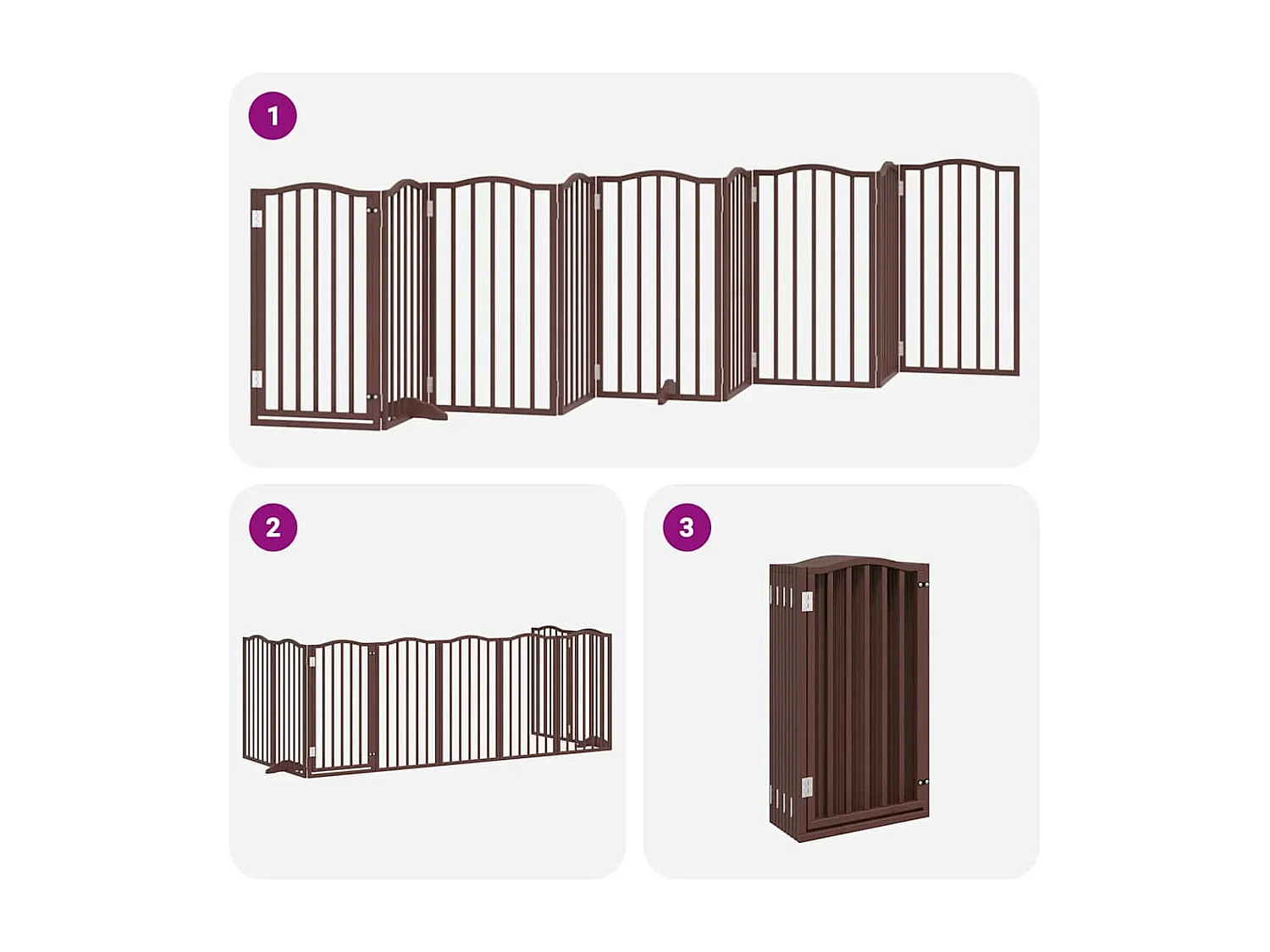 Portão para cães com porta dobrável 9 painéis 450cm álamo castanho