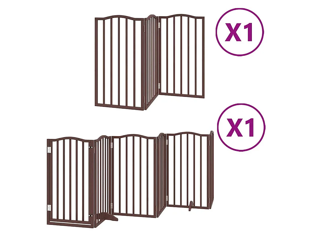 Puerta de perros plegable 9 paneles madera álamo marrón 450 cm