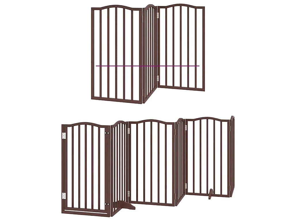 Puerta de perros plegable 9 paneles madera álamo marrón 450 cm