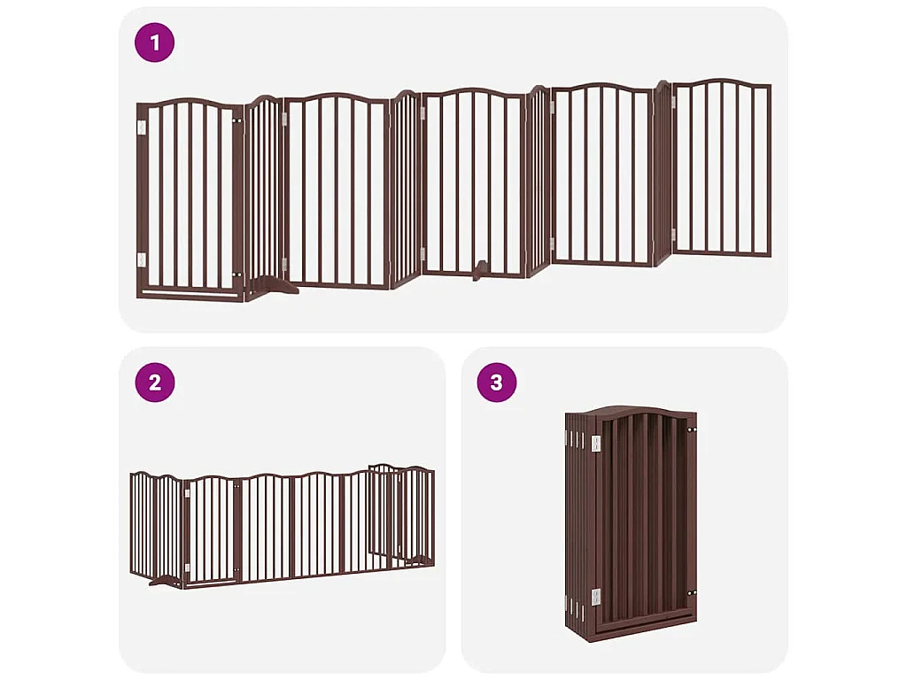 Puerta de perros plegable 9 paneles madera álamo marrón 450 cm