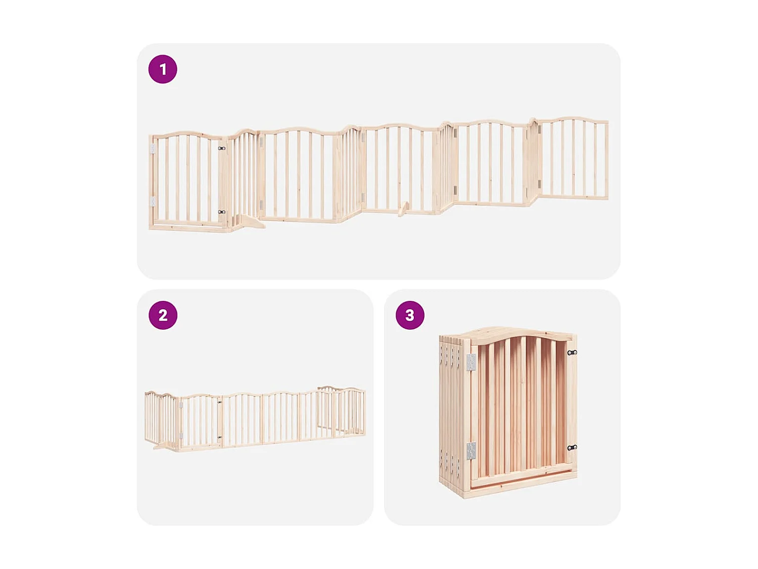 Barrière pour chiens avec porte pliable 9 panneaux bois peuplier