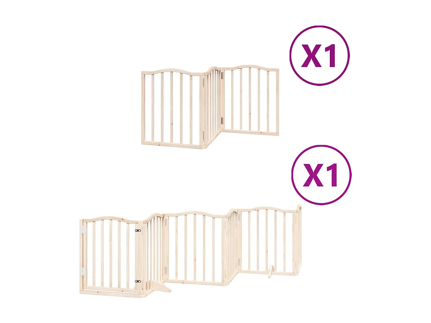 Barrière pour chiens avec porte pliable 9 panneaux bois peuplier