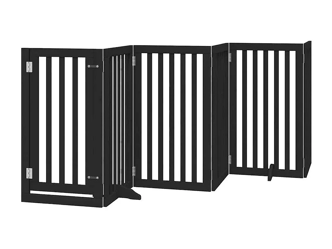 Barrière pour chien porte pliable 15 panneaux noir bois peuplier