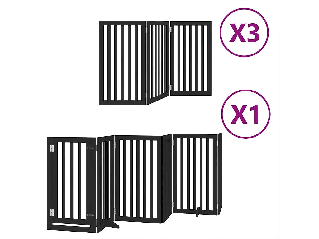 Barrière pour chien porte pliable 15 panneaux noir bois peuplier