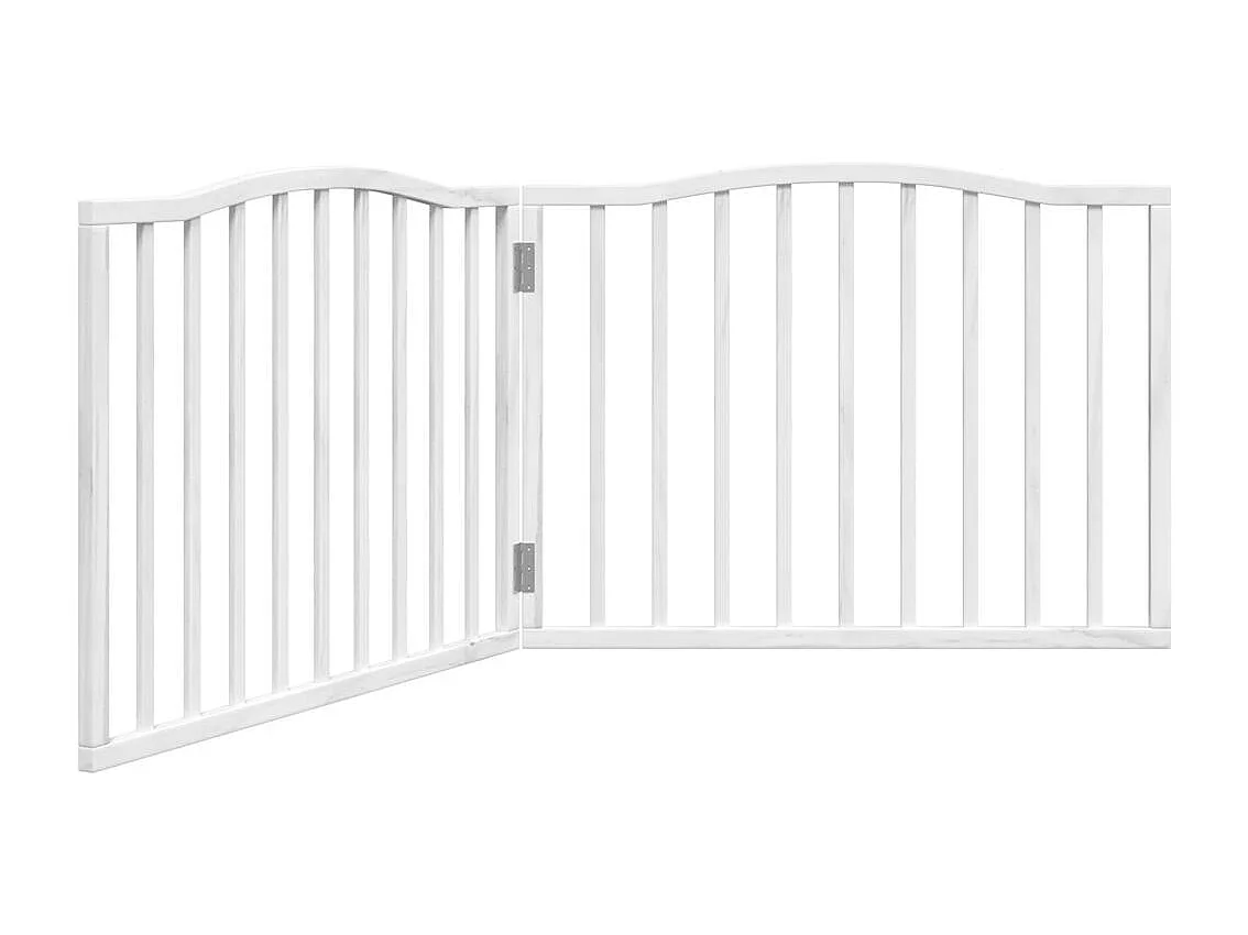 Puerta para perros plegable 2 paneles madera álamo blanca 160cm