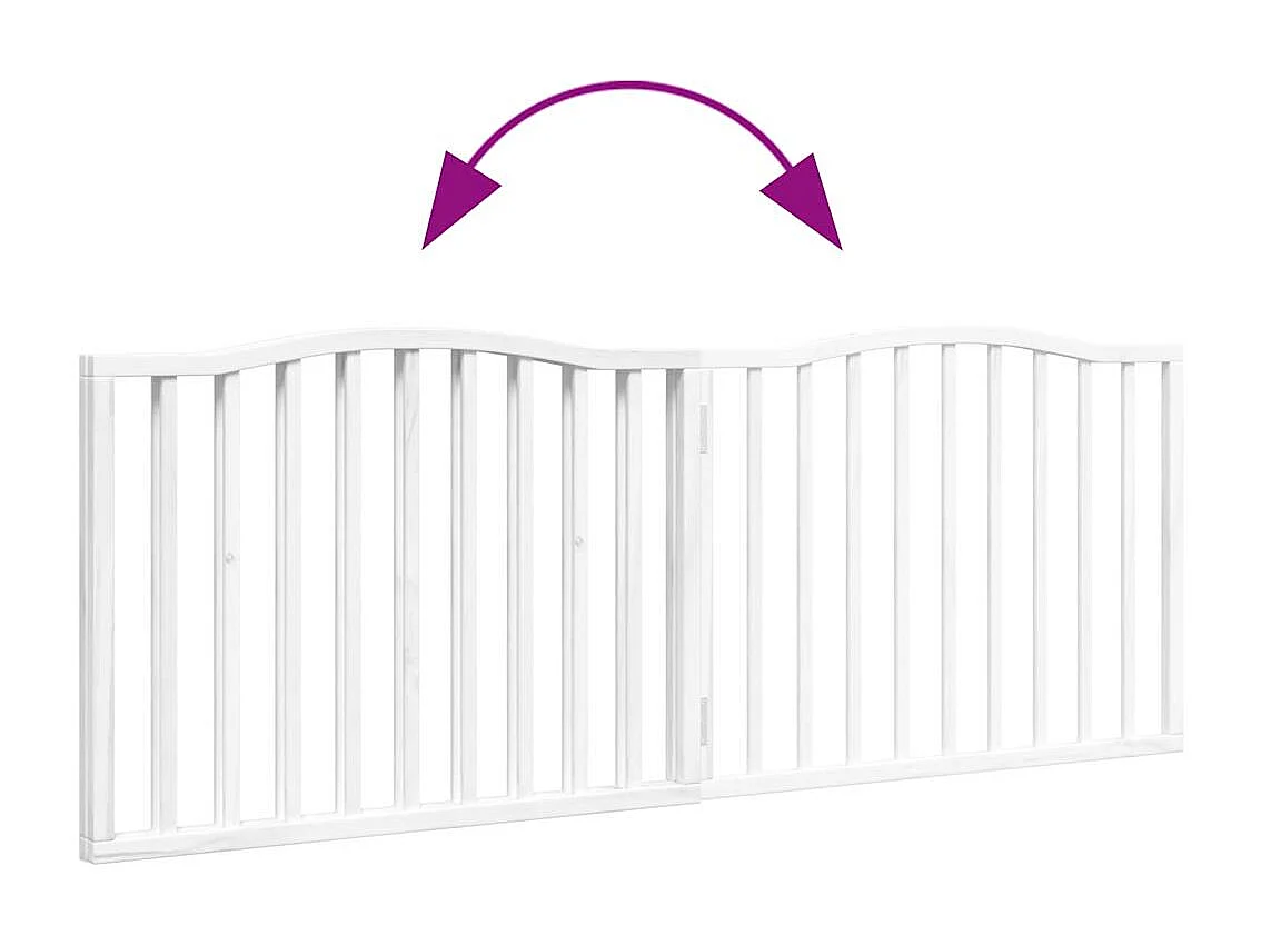 Puerta para perros plegable 2 paneles madera álamo blanca 160cm