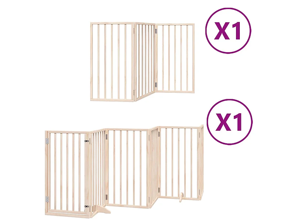 Puerta para perros plegable 9 paneles madera de álamo 450 cm