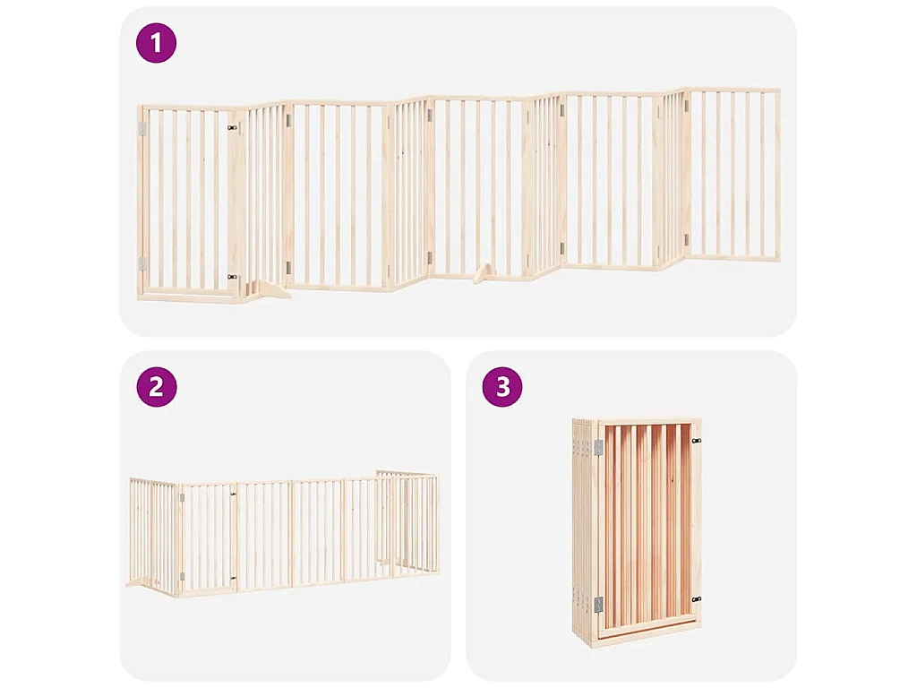 Puerta para perros plegable 9 paneles madera de álamo 450 cm