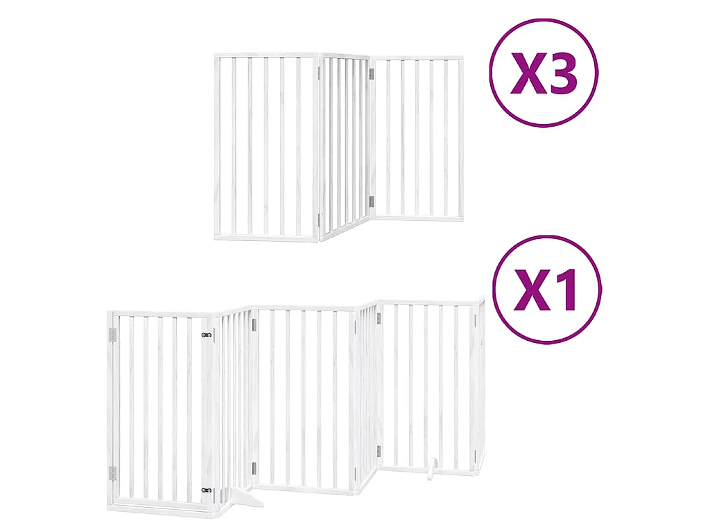 Barrière pour chien porte pliable 15 panneaux bois de peuplier